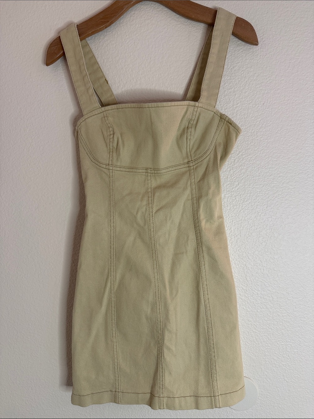 Urban Outfitters Light Beige Square-Neck Mini Dress